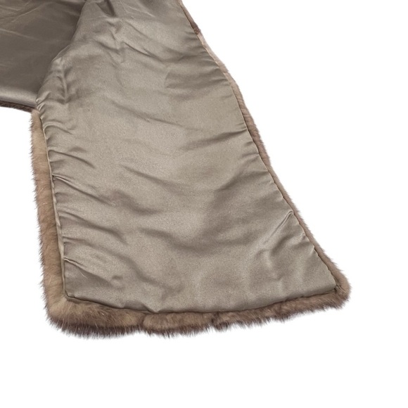 VTG Brown Mink Fur Stole Wrap Shawl Cape With Pockets Women's OS - Picture 9 of 16